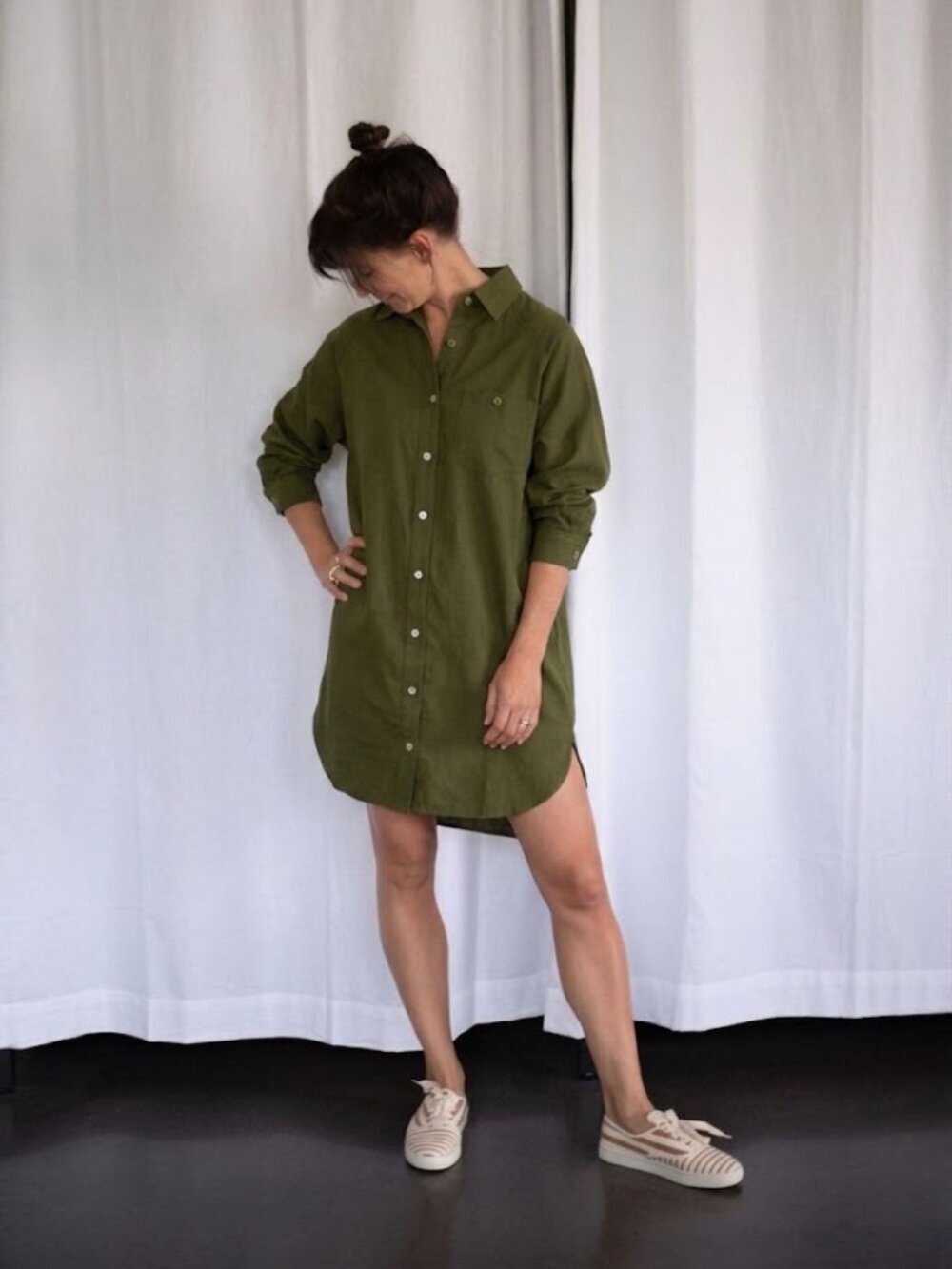 Jackson Rowe Olive Green Beau Utility Shirt Dress Oversized Overshirt